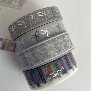 Bundle of 4 “curated” Grey Washi Tape